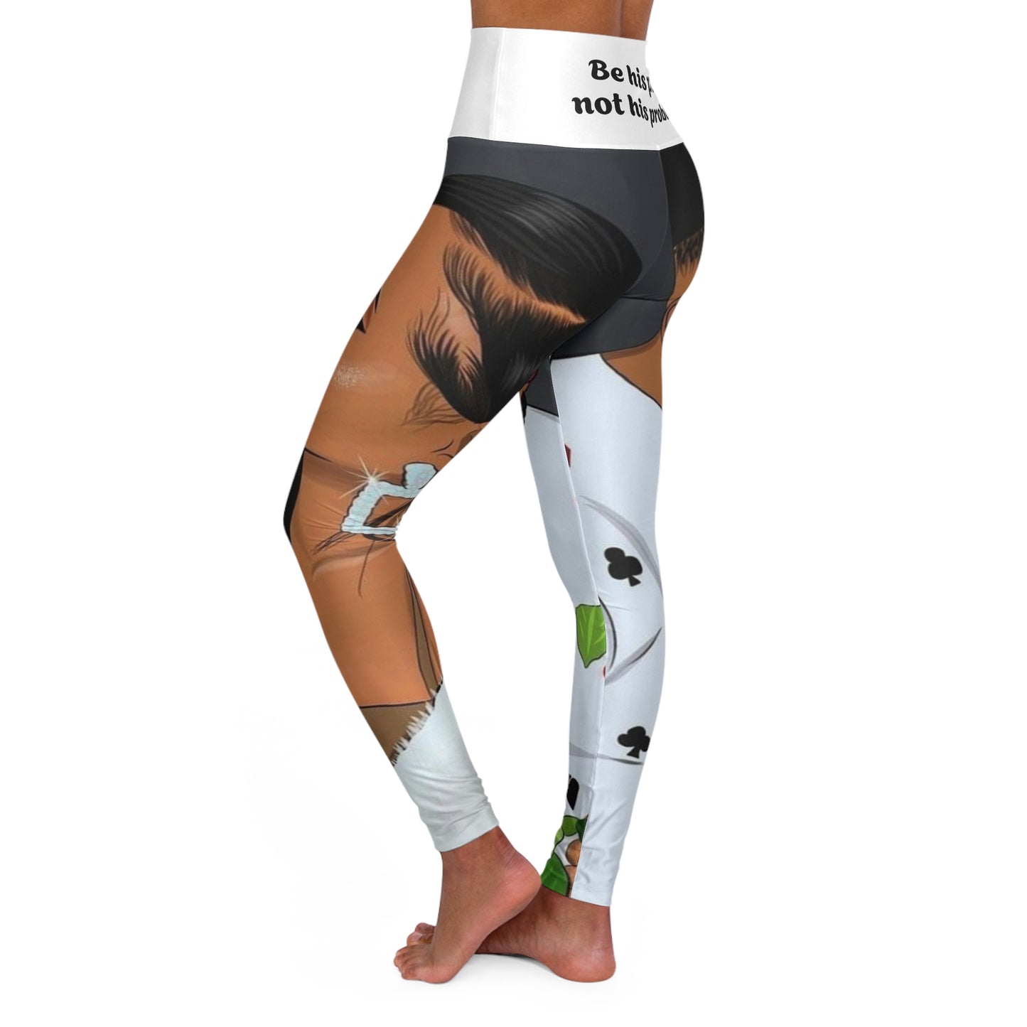 “Be his peace not his problem” High Waisted Yoga Leggings (AOP)