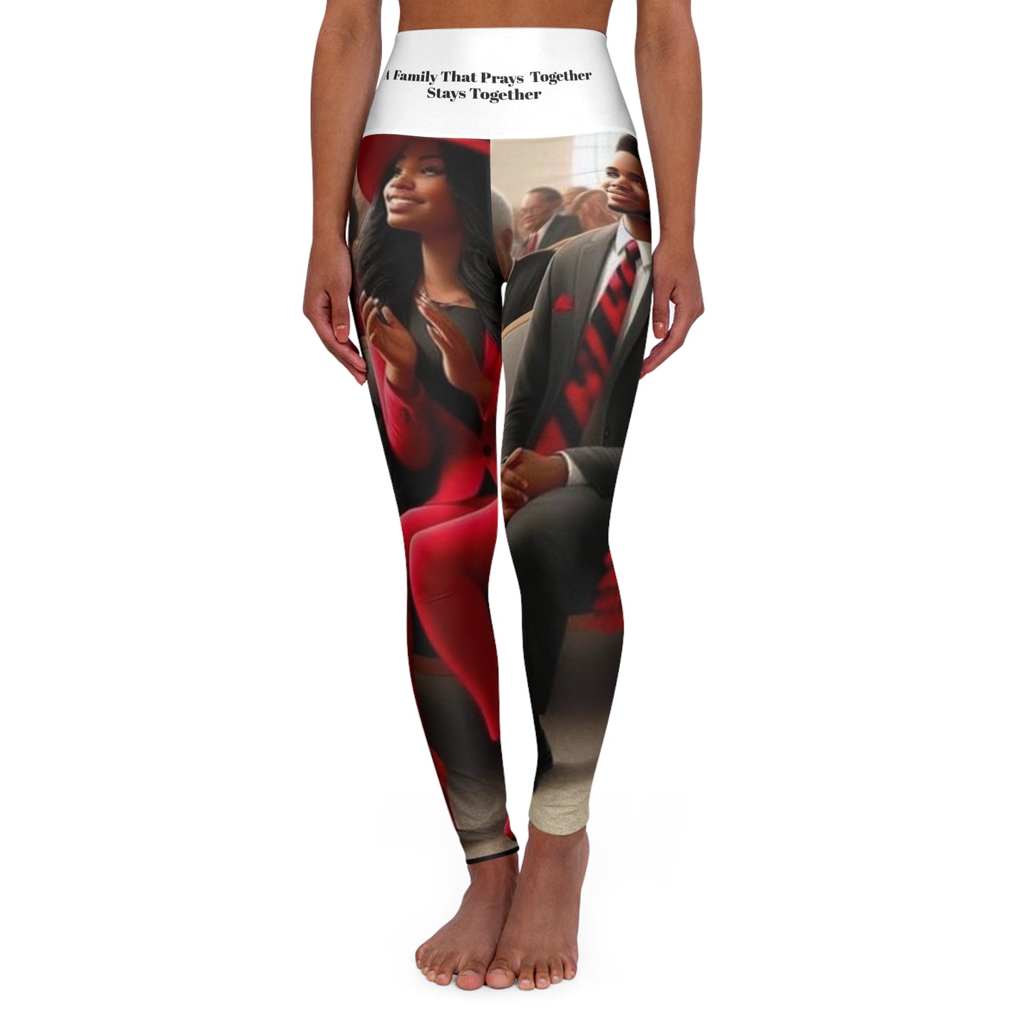Yoga Leggings - A Family that Prays Together Design