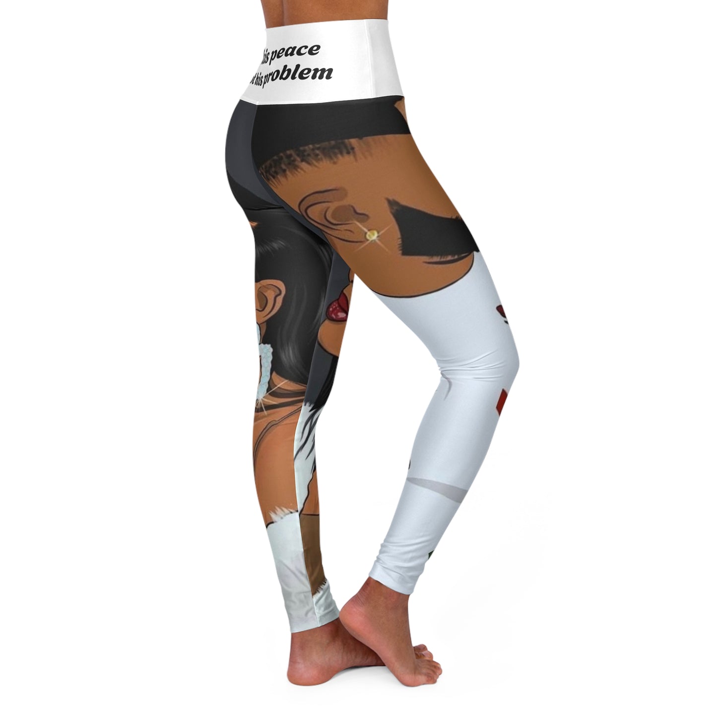 “Be his peace not his problem” High Waisted Yoga Leggings (AOP)