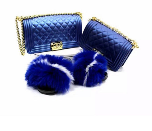 Blue & white purse set